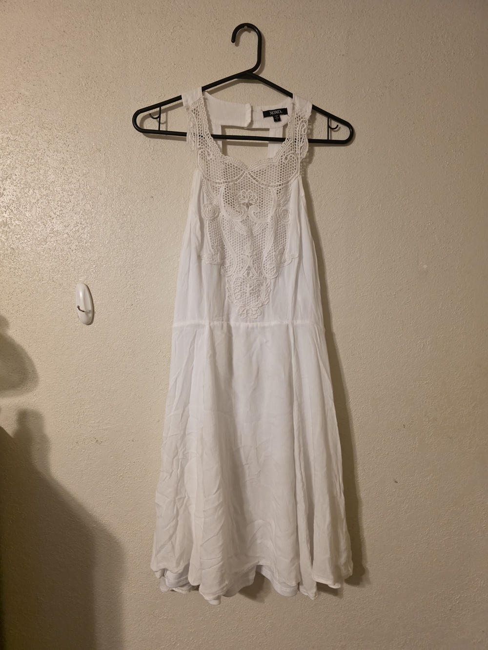 XOXO White Crochet Panel Midi Dress